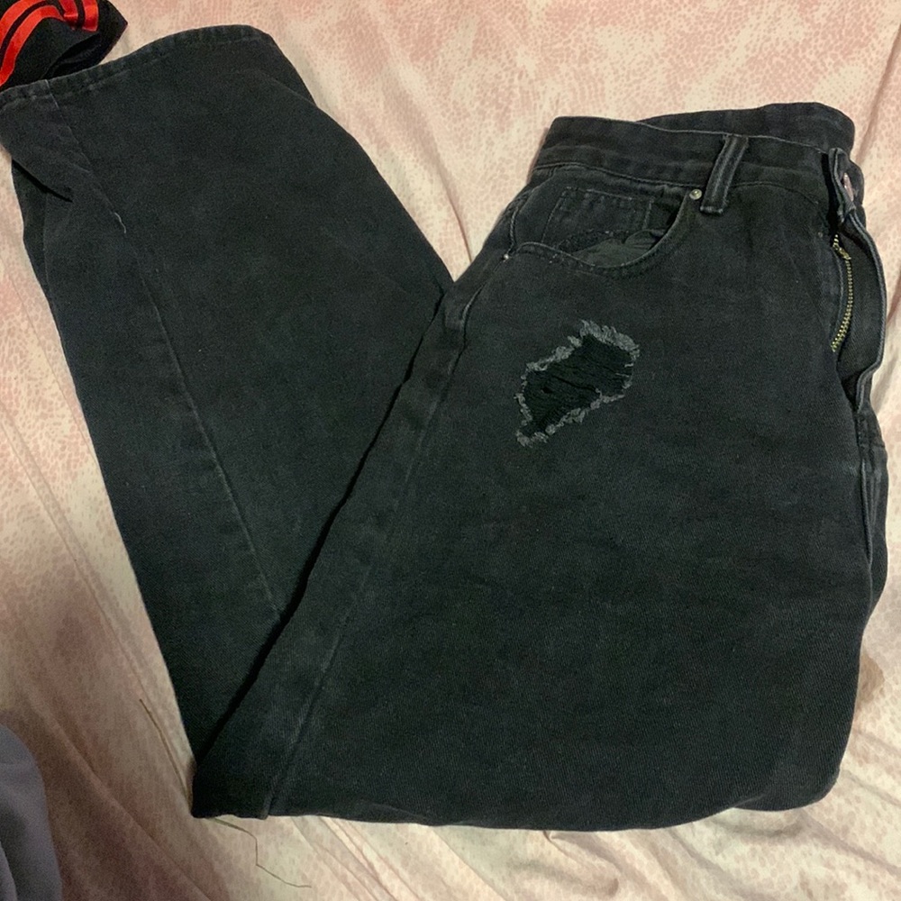 ripped jeans black wide legged